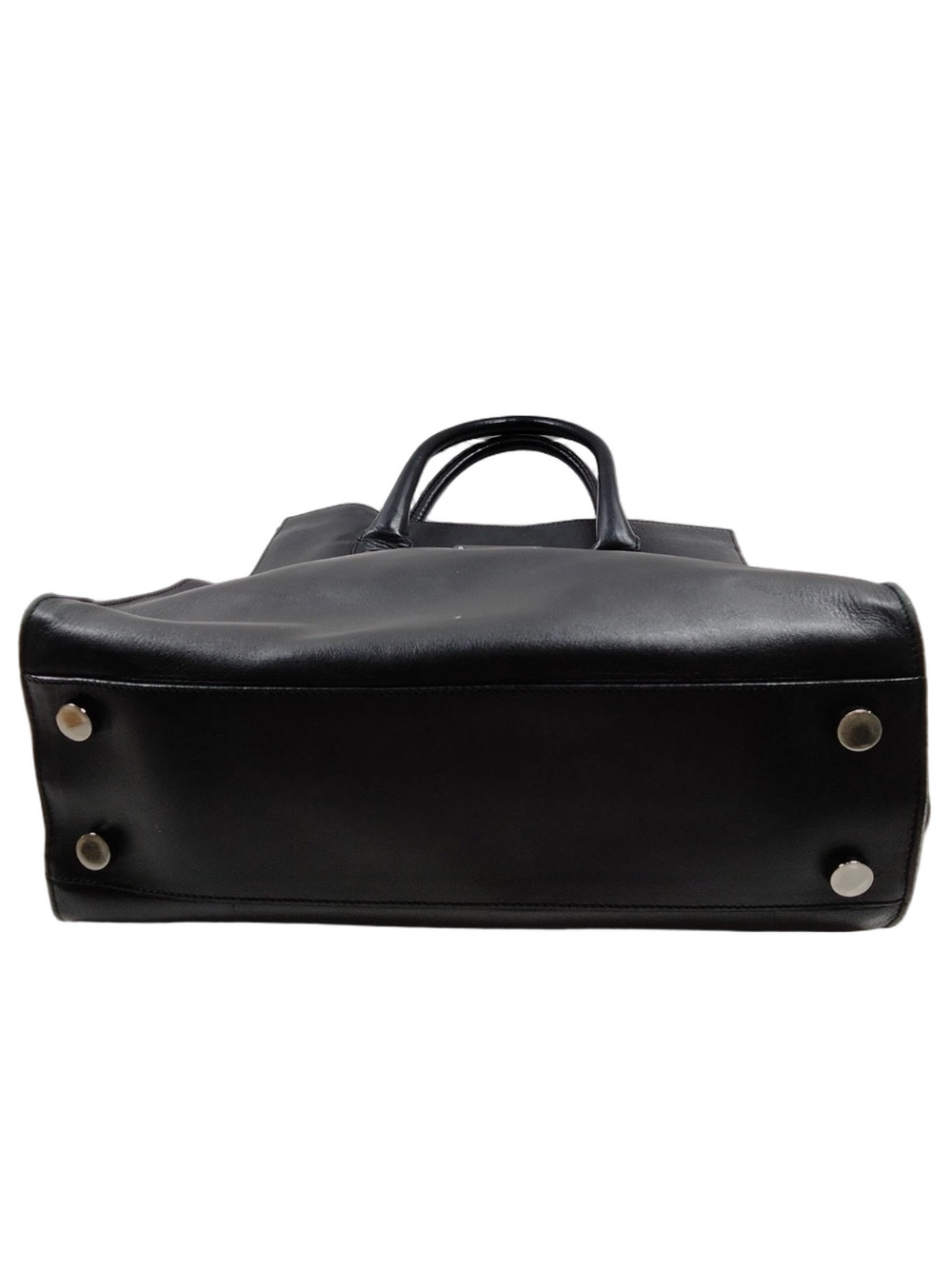 Jimmy Choo Black Leather Top-Handle Tote with Silver Hardware - Picture 4 of 9